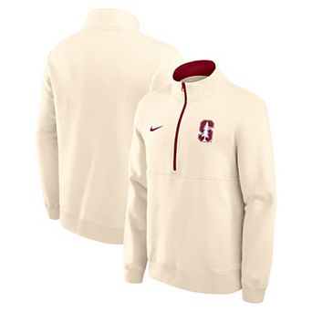 Men's Nike Cream Stanford Cardinal Primetime Club Fleece Half-Zip Pullover