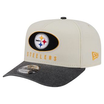 Men's New Era Cream/Black Pittsburgh Steelers Washed A-Frame 9FIFTY Snapback Hat