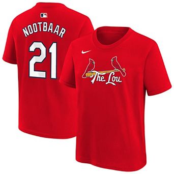 Youth Nike Lars Nootbaar Red St. Louis Cardinals City Connect Name & Number T-Shirt