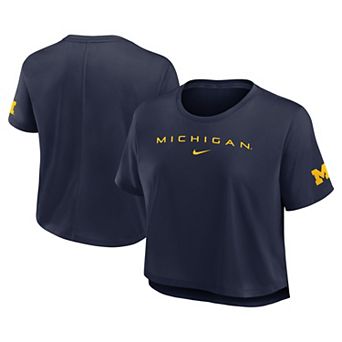 Women's Nike Navy Michigan Wolverines Premium Performance Dri-FIT Cropped Top