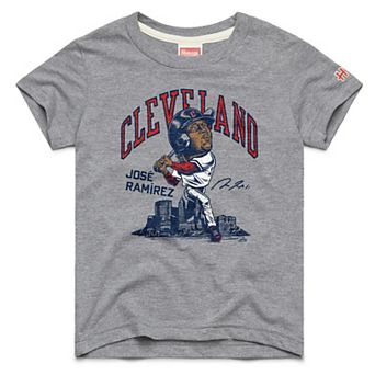 Youth Homage Jose Ramirez Gray Cleveland Guardians Caricature Tri-Blend T-Shirt