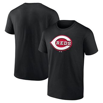 Men's Logo Athletic Black Cincinnati Reds Official Logo T-Shirt