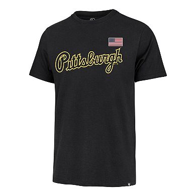 Men's '47 Black Pittsburgh Pirates Heritage U.S. Flag T-Shirt