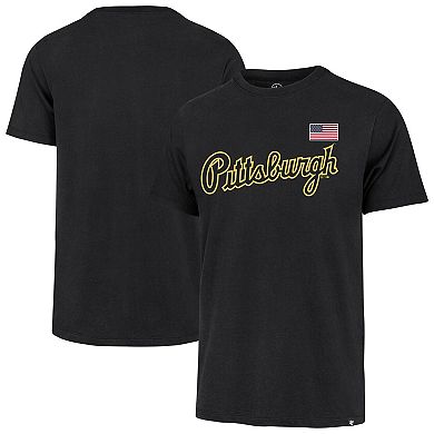 Men's '47 Black Pittsburgh Pirates Heritage U.S. Flag T-Shirt