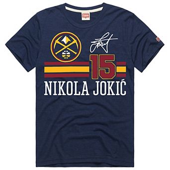 Unisex Homage Nikola Joki Navy Denver Nuggets Jersey Remix Tri-Blend T-Shirt