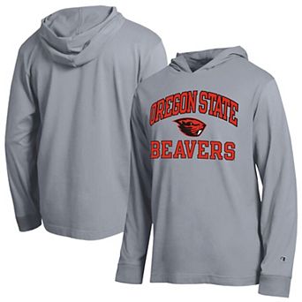Men's Champion Heather Gray Oregon State Beavers High Motor All-Star Long Sleeve Hooded T-Shirt