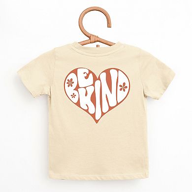 Retro Be Kind Heart Front And Back - Toddler Short Sleeve Graphic T-Shirt