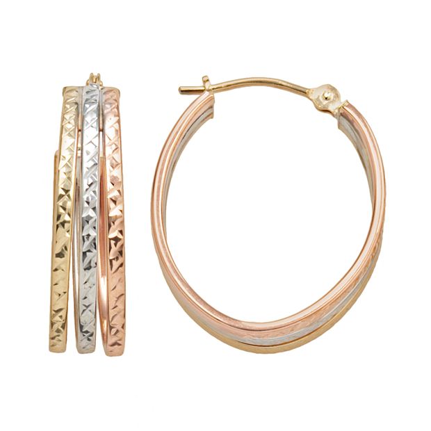 10K Gold Triple Tone Hoop Earrings deals