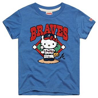 Youth Homage Royal Atlanta Braves Hello Kitty x MLB Tri-Blend T-Shirt