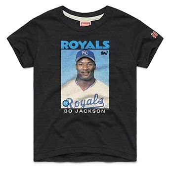 Youth Homage Bo Jackson Charcoal Kansas City Royals Topps Baseball Card Tri-Blend T-Shirt