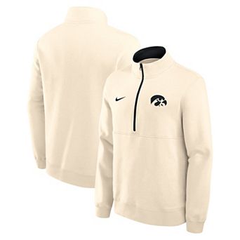 Men's Nike Cream Iowa Hawkeyes Primetime Club Fleece Half-Zip Pullover