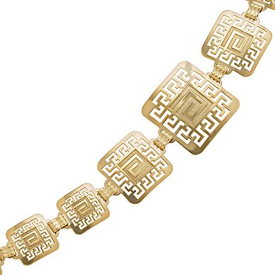 14k Gold and Sterling Silver Greek Key Bracelet