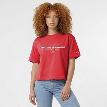 Women's Champion Red Wisconsin Badgers Home Wordmark T-Shirt