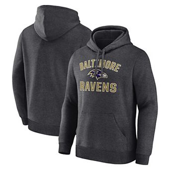 Men's Logo Athletic Heather Charcoal Baltimore Ravens Arch Victory Hoodie