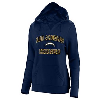 Women's Fanatics Navy Los Angeles Chargers Plus Size Heart & Soul V-Neck Hoodie