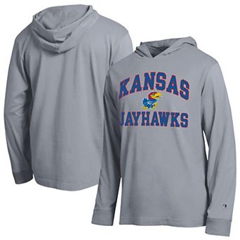 Men's Champion Gray Kansas Jayhawks High Motor All-Star Long Sleeve Hoodie T-Shirt
