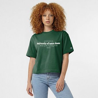 Women's Champion Green Notre Dame Fighting Irish Home Wordmark T-Shirt