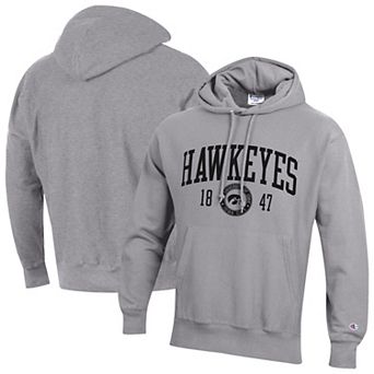 Men's Champion Heather Gray Iowa Hawkeyes Established Reverse Weave Hoodie