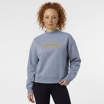 Women's Champion Light Blue Michigan Wolverines Triumph Mock Neck Sweatshirt