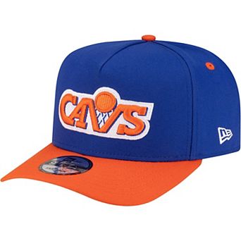 Men's New Era Blue/Orange Cleveland Cavaliers 80s Throwback A-Frame 9FIFTY Snapback Hat