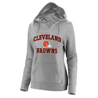 Women's Fanatics Heather Gray Cleveland Browns Plus Size Heart & Soul V-Neck Hoodie
