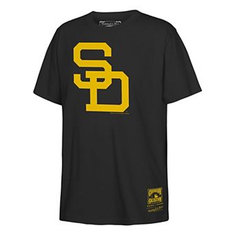 Youth Mitchell & Ness Black San Diego Padres Retro Logo T-Shirt