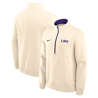 Men's Nike Cream LSU Tigers Primetime Club Fleece Half-Zip Pullover