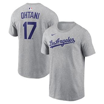 Men's Nike Shohei Ohtani Heather Gray Los Angeles Dodgers Name & Number T-Shirt