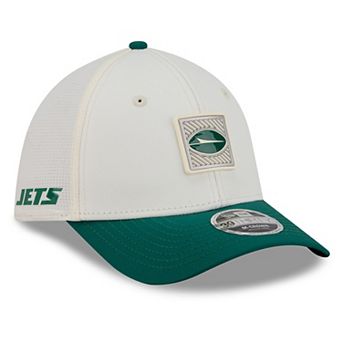 Men's New Era Cream/Green New York Jets 2026 NFL Training Camp 39THIRTY Flex Hat