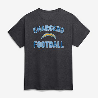 Men's Logo Athletic Charcoal Los Angeles Chargers Cotton Victory Arch T-Shirt