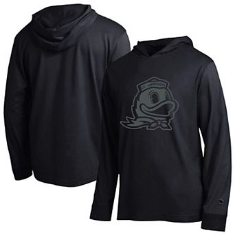 Men's Champion Black Oregon Ducks Tonal All-Star Long Sleeve Hooded T-Shirt