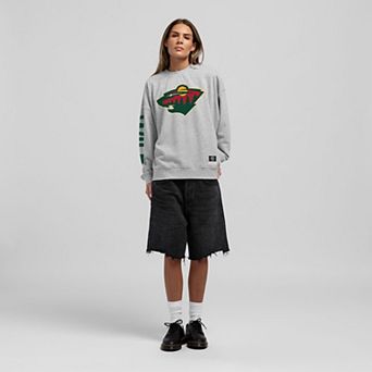 Women's Mitchell & Ness Heather Gray Minnesota Wild Core 3-Hit Oversized Sweatshirt