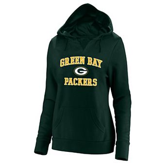 Women's Fanatics Green Green Bay Packers Plus Size Heart & Soul V-Neck Hoodie