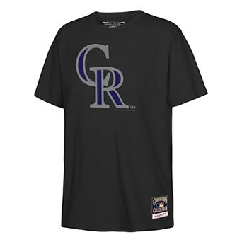 Youth Mitchell & Ness Black Colorado Rockies Retro Logo T-Shirt