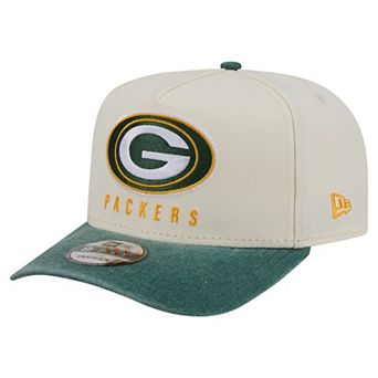 Men's New Era Cream/Green Green Bay Packers Washed A-Frame 9FIFTY Snapback Hat