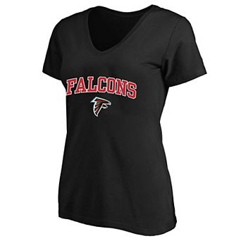 Women's Fanatics Black Atlanta Falcons Plus Size Arch Over Logo V-Neck T-Shirt