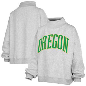 Women's Pressbox Ash Oregon Ducks Oversized Nelson Mock Neck Sweatshirt