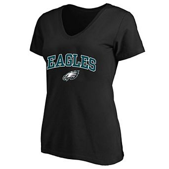 Women's Fanatics Black Philadelphia Eagles Plus Size Arch Over Logo V-Neck T-Shirt