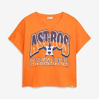 Women's '47 Orange Houston Astros Plus Size Win Big Oversized Notch-Neck T-Shirt