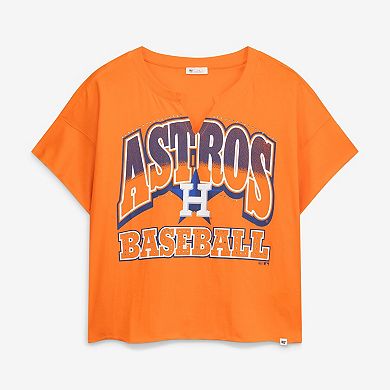 Women's '47 Orange Houston Astros Plus Size Win Big Oversized Notch-Neck T-Shirt