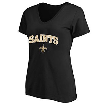 Women's Fanatics Black New Orleans Saints Plus Size Arch Over Logo V-Neck T-Shirt