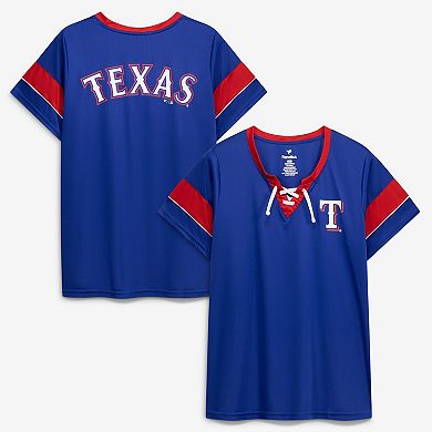 Women's Profile Royal Texas Rangers Lace-Up T-Shirt