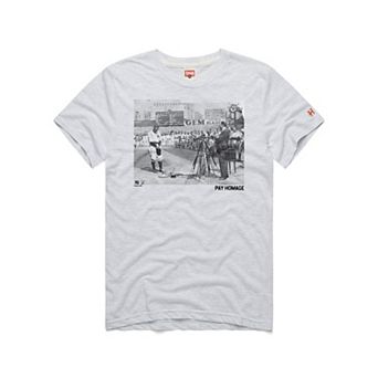 Men's Homage Lou Gehrig Ash New York Yankees Cooperstown Collection Pay Homage Tri-Blend T-Shirt