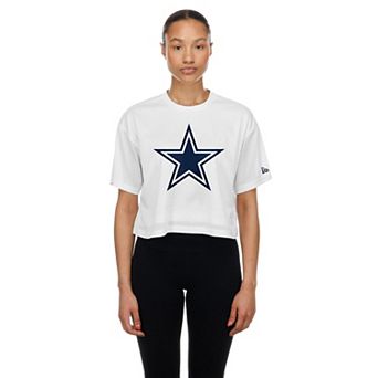 Women's New Era White Dallas Cowboys Summer Mesh Cropped Boxy T-Shirt
