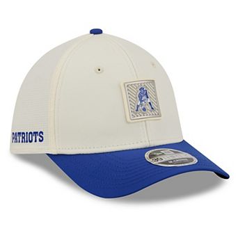 Men's New Era Cream/Royal New England Patriots 2026 NFL Training Camp 39THIRTY Flex Hat