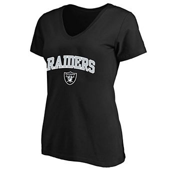 Women's Fanatics Black Las Vegas Raiders Plus Size Arch Over Logo V-Neck T-Shirt