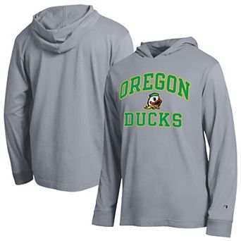 Men's Champion Heather Gray Oregon Ducks High Motor All-Star Long Sleeve Hooded T-Shirt