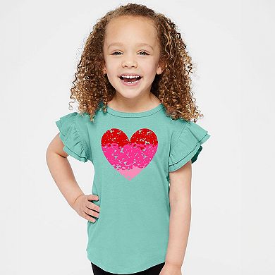 Heart Ombre - Flutter Sleeve Graphic T-Shirt