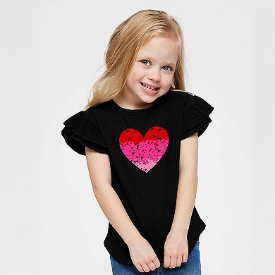 Heart Ombre - Flutter Sleeve Graphic T-Shirt