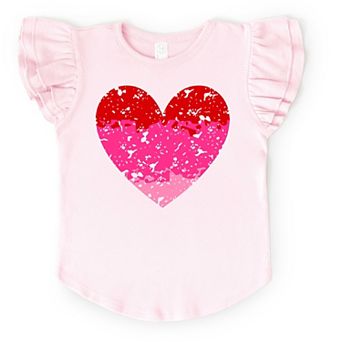 Heart Ombre - Flutter Sleeve Graphic T-Shirt